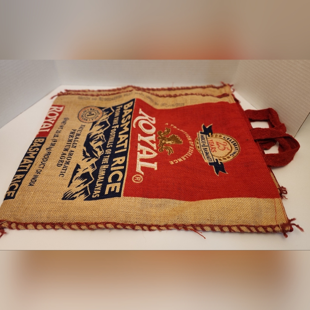 Red and Tan Royal Basmati Rice Tote Bag Set Of 2